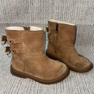 UGG chestnut Brown Suede Zip Comfort Ankle Winter Boots Bootie size 12c